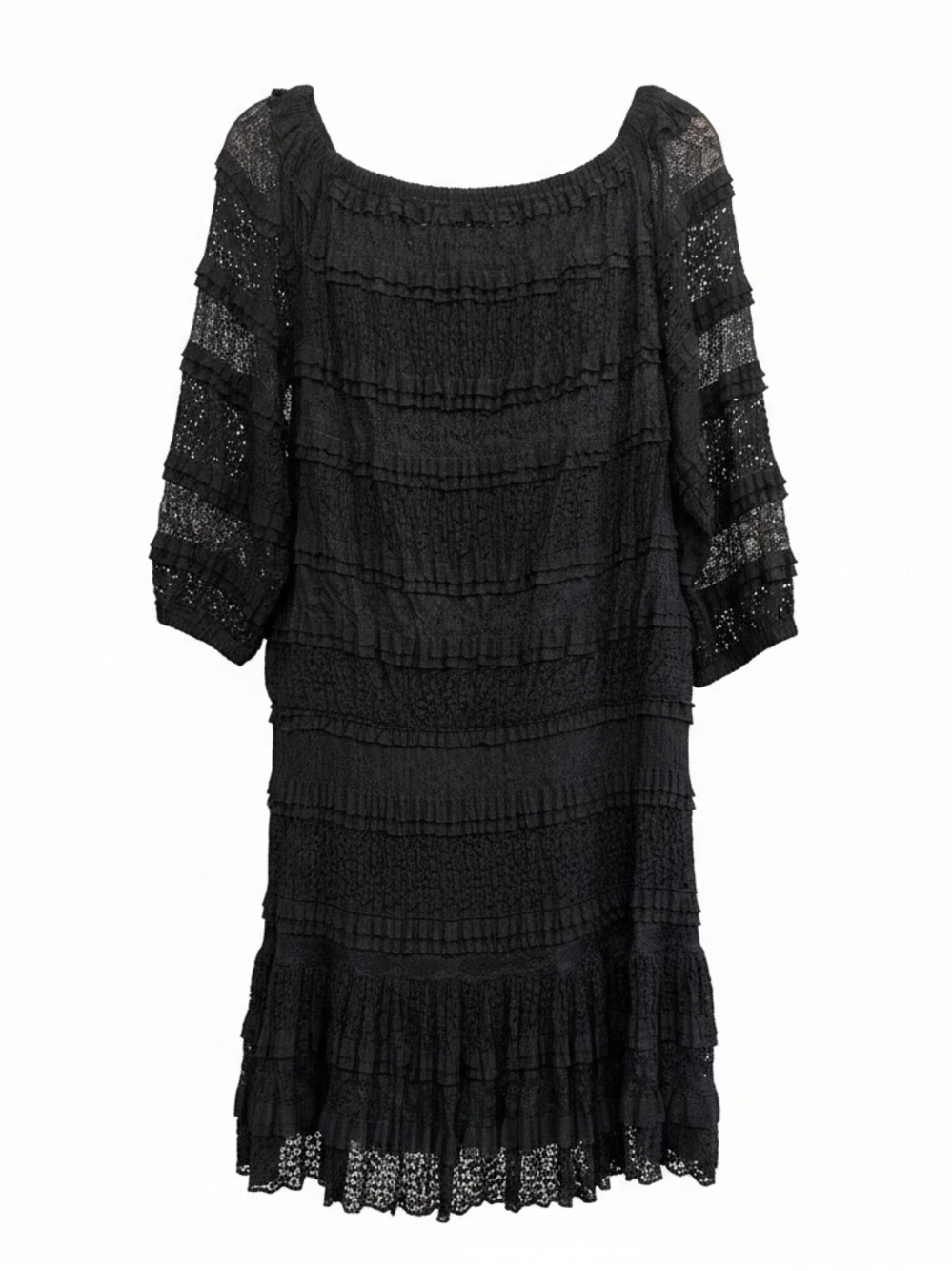 Candie's Black Lace Ruffle Midi Dress